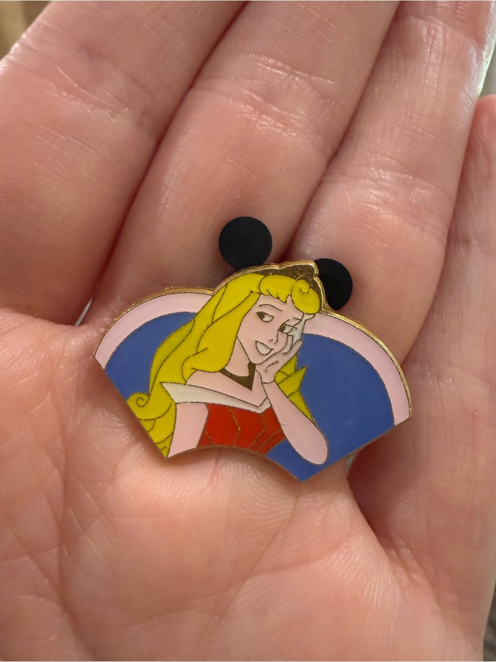 Disney Yellow, Pink & Blue Sleeping Beauty Aurora Enamel Princess Brooch Pin